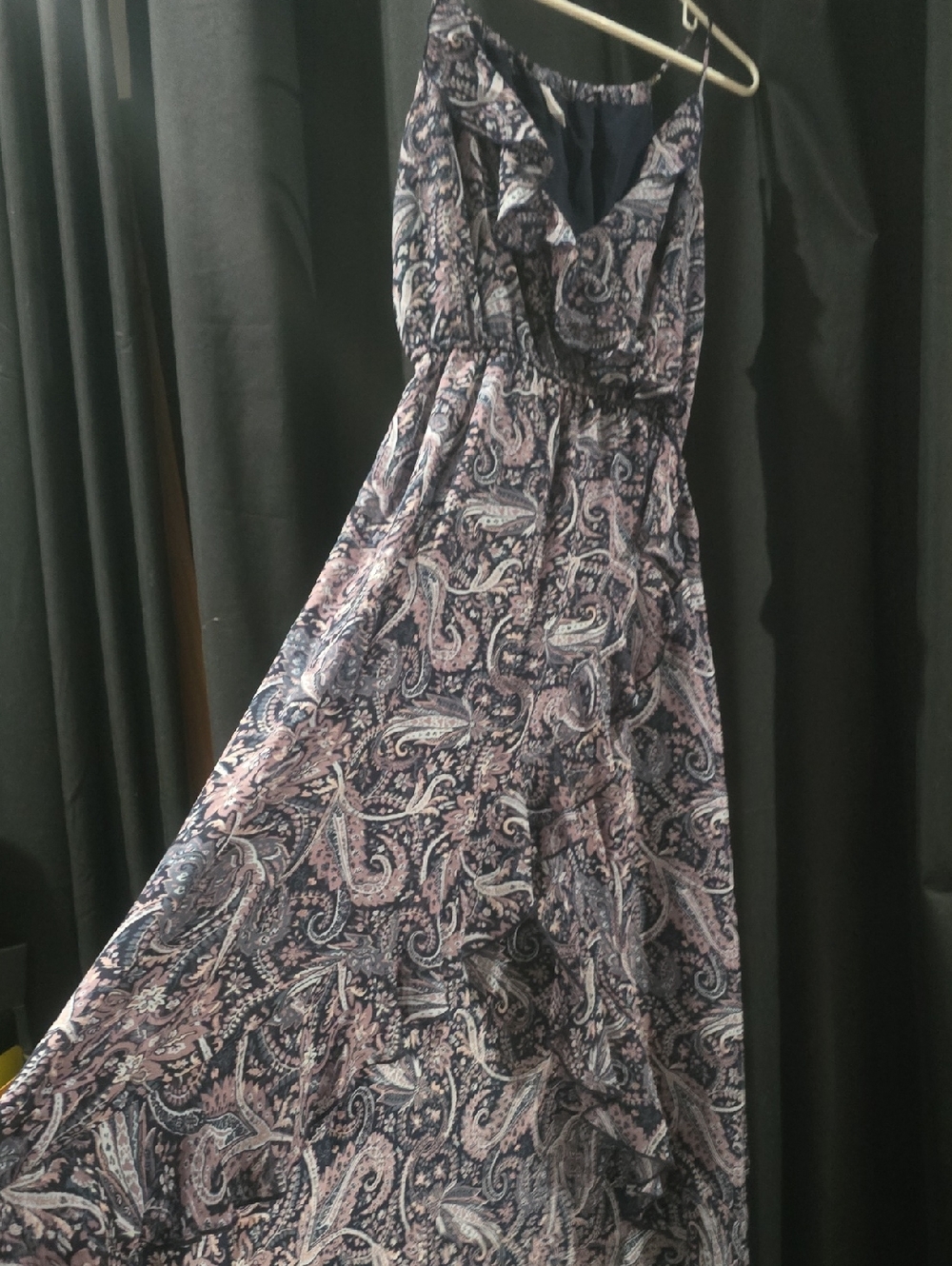 Xhilaration Navy and Pink Paisley Maxi Dress